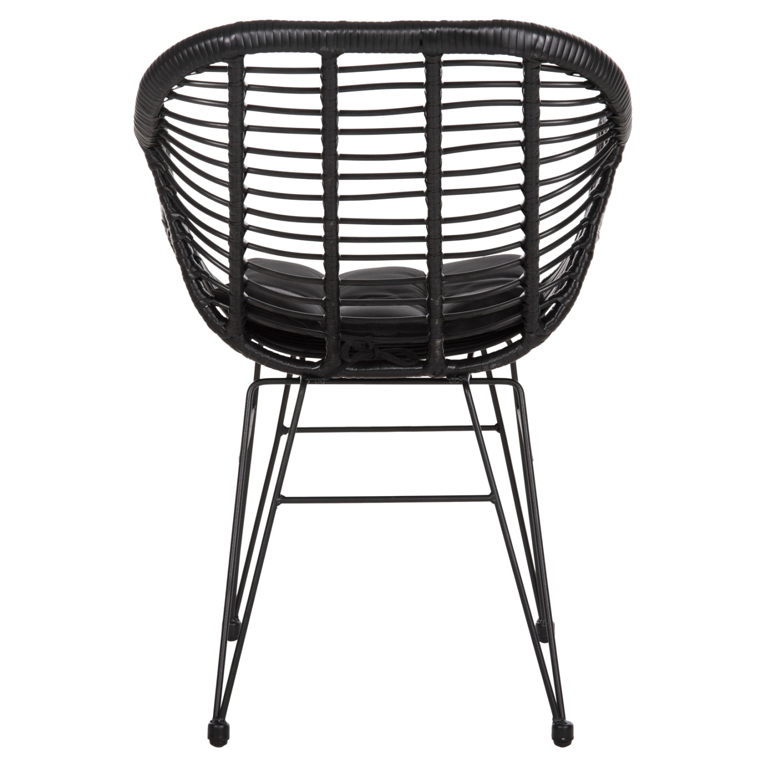 ARMCHAIR WITH SEAT CUSHION METAL FRAME ALLEGRA HM5450.32 BLACK RATTAN IN WICKER 58x59x82H