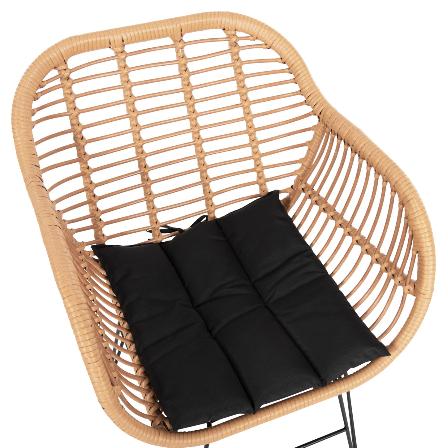ARMCHAIR WITH SEAT CUSHION METAL FRAME ALLEGRA HM5450.31 BEIGE RATTAN IN WICKER 58x59x82H cm.m.