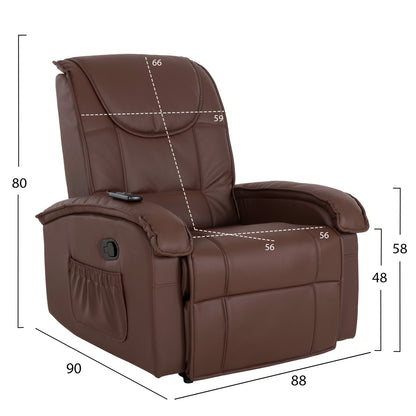 HM0026.03 Armchair ROCCA, massage mechanism, PU brown 80x96x97 cm