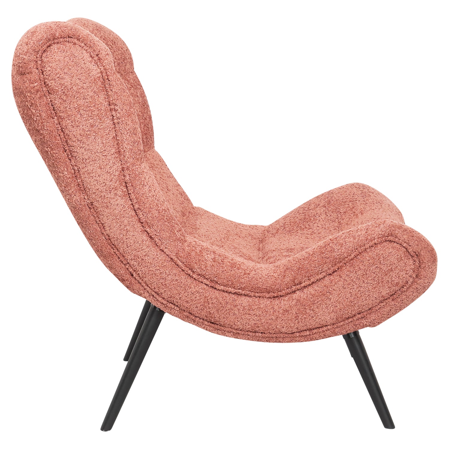LOUNGE ARMCHAIR WITH FOOTREST BRYM HM10929.02 PINK BOUCLE FABRIC-BLACK LEGS 97x80x100Hcm.