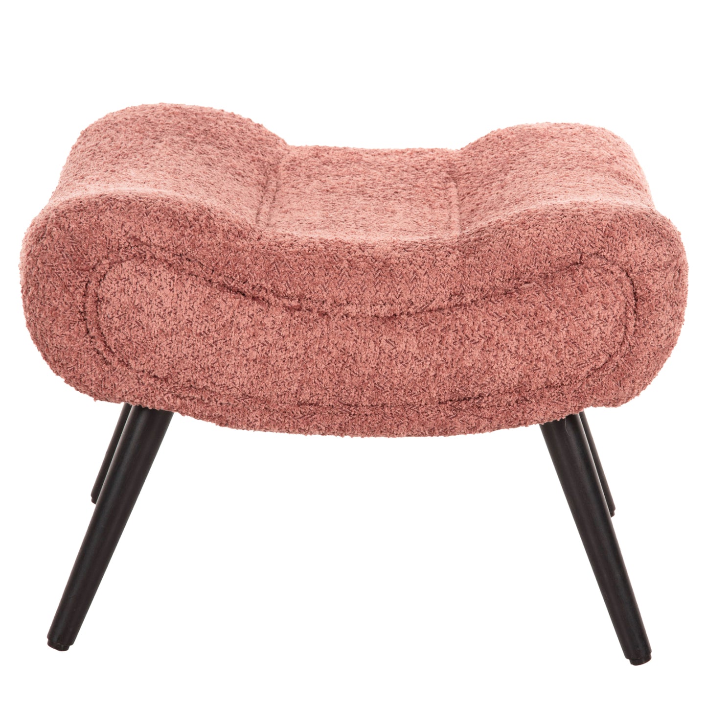 LOUNGE ARMCHAIR WITH FOOTREST BRYM HM10929.02 PINK BOUCLE FABRIC-BLACK LEGS 97x80x100Hcm.