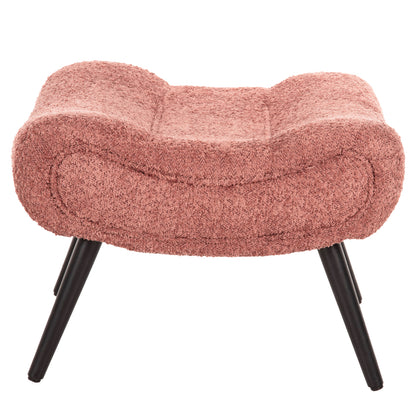 LOUNGE ARMCHAIR WITH FOOTREST BRYM HM10929.02 PINK BOUCLE FABRIC-BLACK LEGS 97x80x100Hcm.