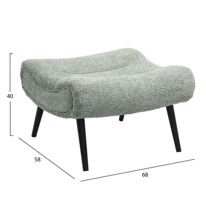 LOUNGE ARMCHAIR WITH FOOTREST BRYM HM10929.05 PISTACHIO GREEN BOUCLE FABRIC-BLACK LEGS 97x80x100Hcm.