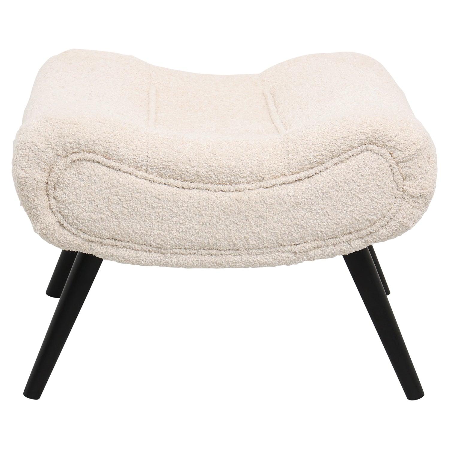LOUNGE ARMCHAIR WITH FOOTREST BRYM HM10929.06 ECRU BOUCLE FABRIC-BLACK LEGS 97x80x100Hcm.