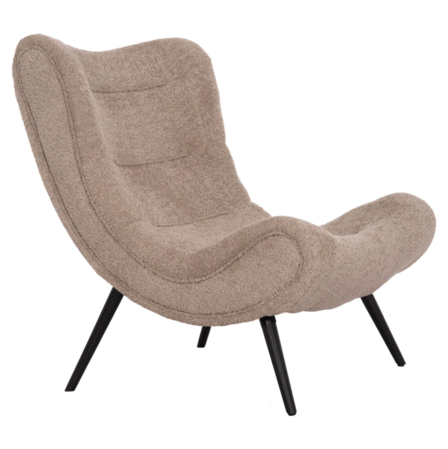 LOUNGE ARMCHAIR WITH FOOTREST BRYM HM10929.08 BROWNISH BEIGE BOUCLE-BLACK LEGS 80x95x95Hcm.