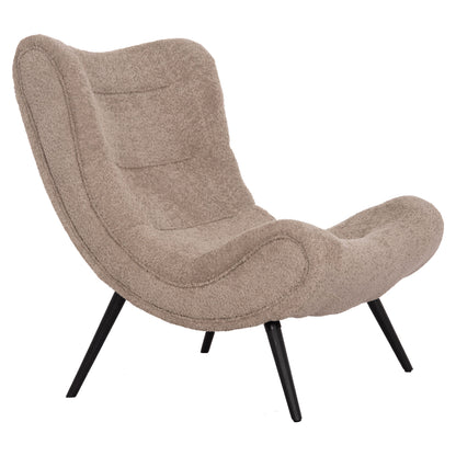 LOUNGE ARMCHAIR WITH FOOTREST BRYM HM10929.08 BROWNISH BEIGE BOUCLE-BLACK LEGS 80x95x95Hcm.