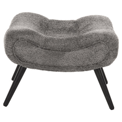 LOUNGE ARMCHAIR WITH FOOTREST BRYM HM10929.11 GREY BOUCLE FABRIC-BLACK LEGS 97x80x100Hcm.