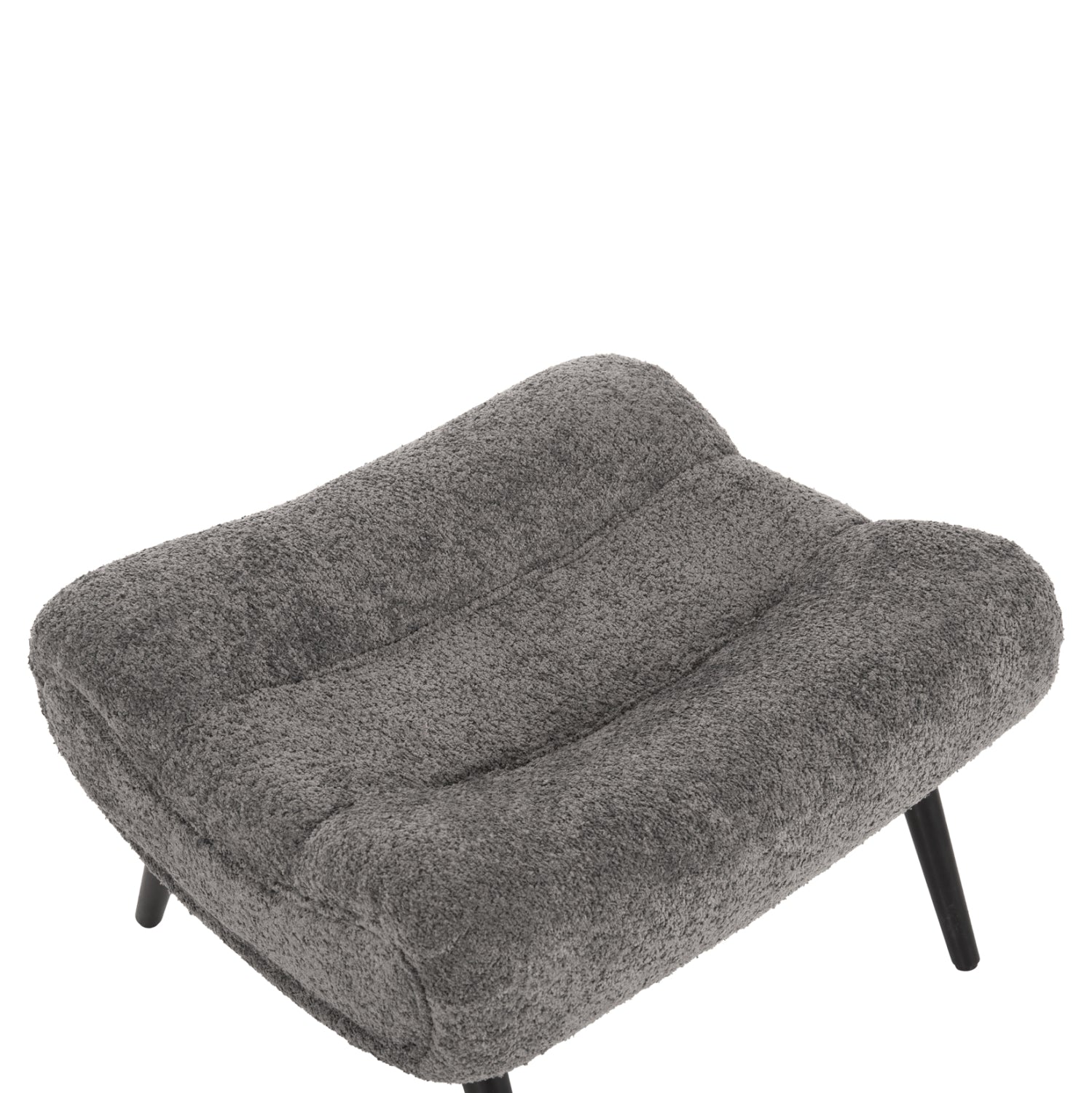 LOUNGE ARMCHAIR WITH FOOTREST BRYM HM10929.11 GREY BOUCLE FABRIC-BLACK LEGS 97x80x100Hcm.
