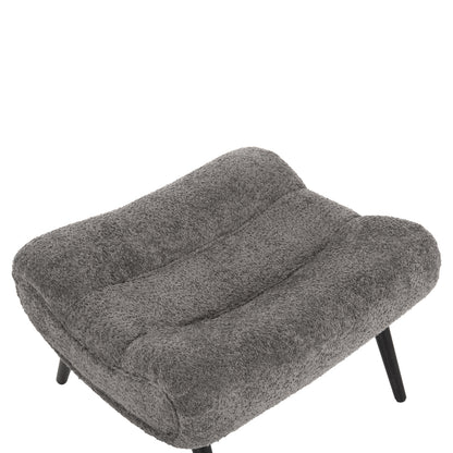LOUNGE ARMCHAIR WITH FOOTREST BRYM HM10929.11 GREY BOUCLE FABRIC-BLACK LEGS 97x80x100Hcm.