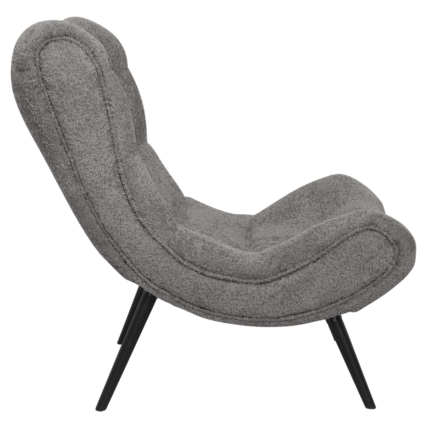 LOUNGE ARMCHAIR WITH FOOTREST BRYM HM10929.11 GREY BOUCLE FABRIC-BLACK LEGS 97x80x100Hcm.