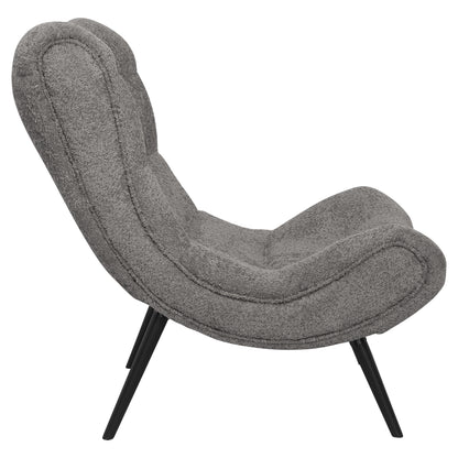 LOUNGE ARMCHAIR WITH FOOTREST BRYM HM10929.11 GREY BOUCLE FABRIC-BLACK LEGS 97x80x100Hcm.