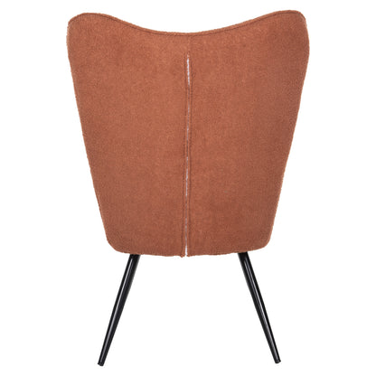 ARMCHAIR WITH FOOTSTOOL CRAWLEY HM8918.22 ORANGE BOUCLE FABRIC-BLACK METAL LEGS 70x74x105Hcm.