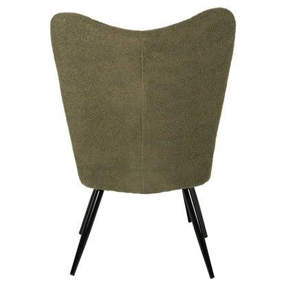 ARMCHAIR CRAWLEY WITH FOOTSTOOL HM8918.23 CYPRESS GREEN BOUCLE FABRIC-BLACK METAL LEGS 70x74x105Hcm.