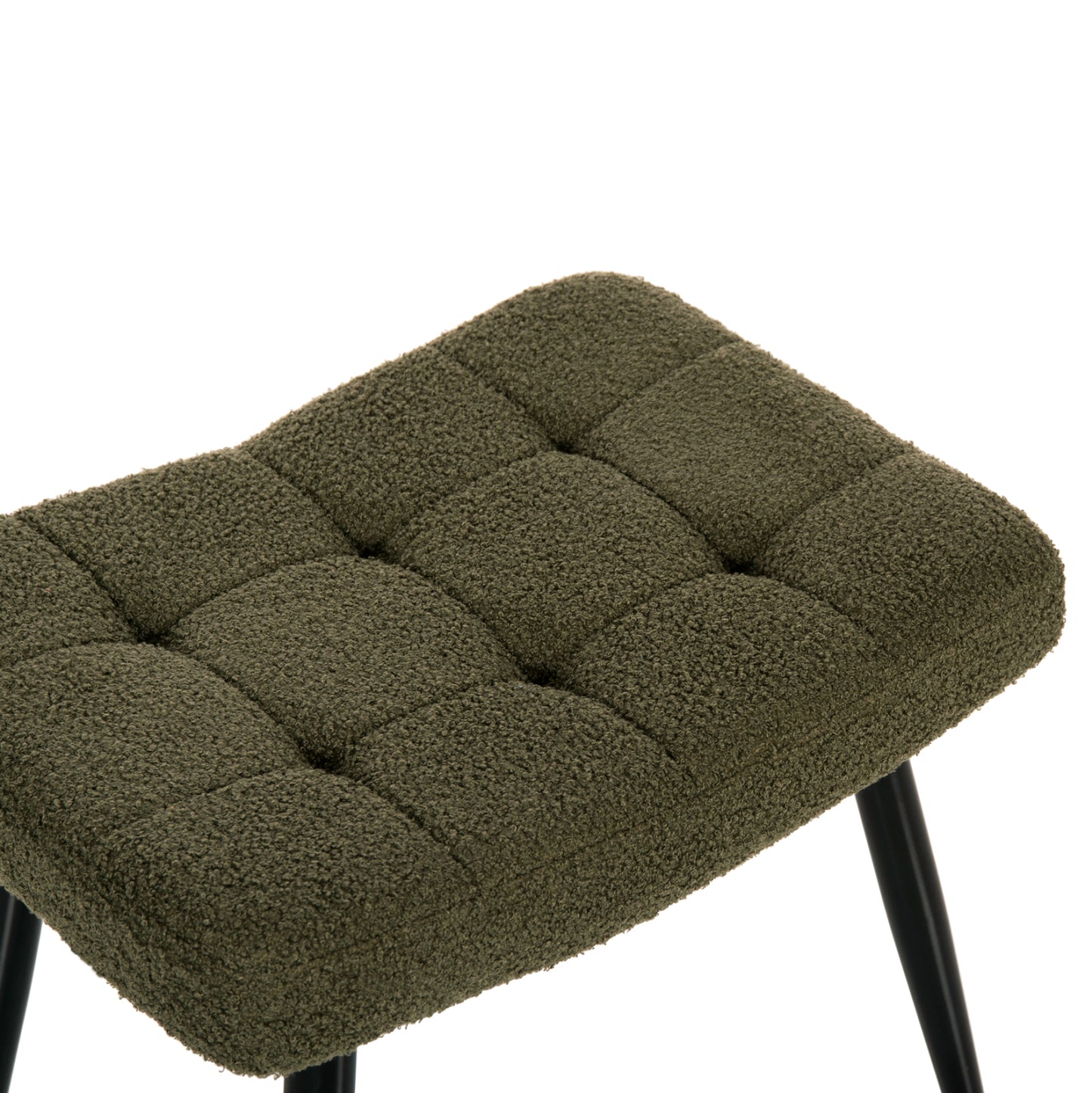 ARMCHAIR CRAWLEY WITH FOOTSTOOL HM8918.23 CYPRESS GREEN BOUCLE FABRIC-BLACK METAL LEGS 70x74x105Hcm.
