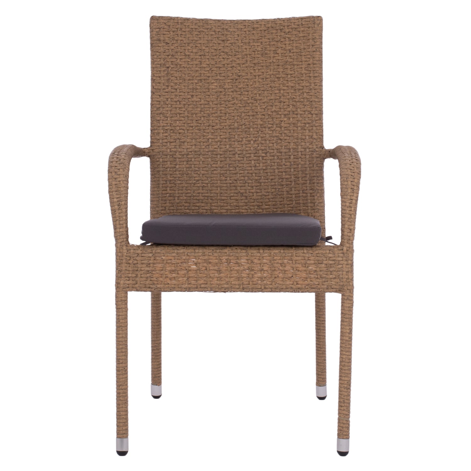 ARMCHAIR “ANISHA” METAL WITH BROWN-MOCHA WICKER AND SEAT CUSHION HM5685.02   56x60x94H CM.