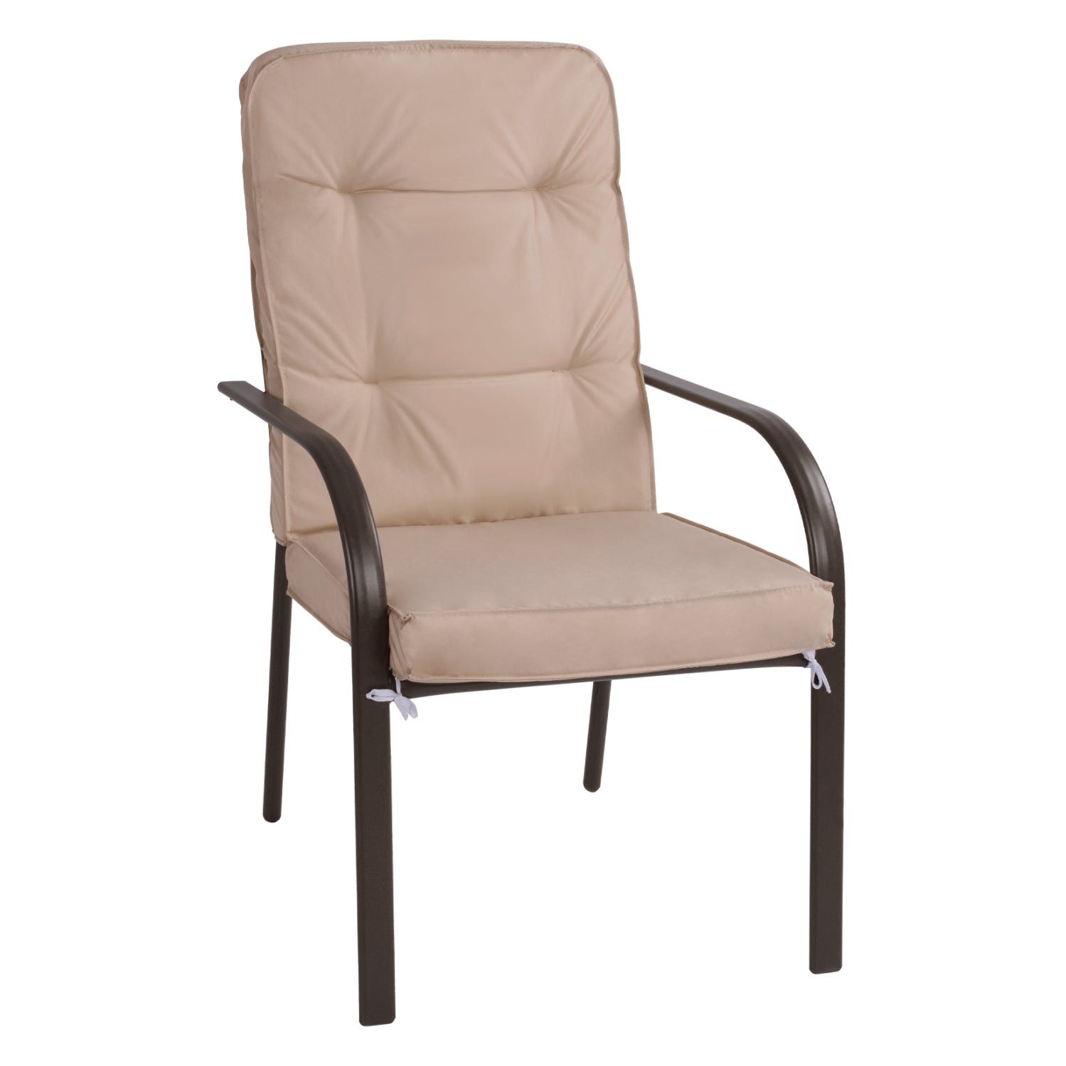 Metallic armchair Endika HM5680.02 in brown color with beige pillow 60x71x105cm
