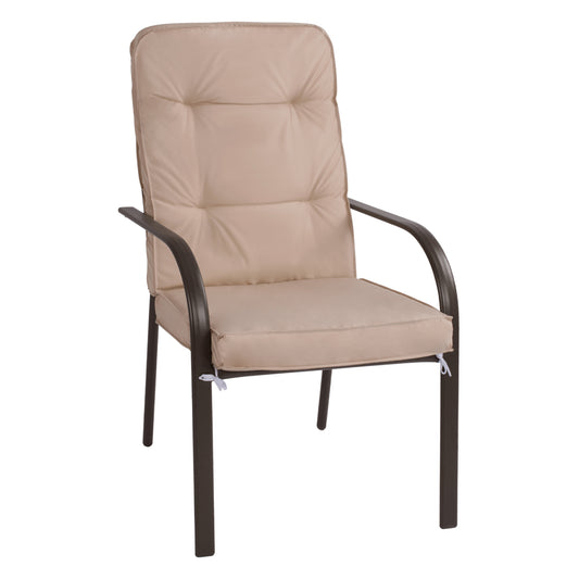 Metallic armchair Endika HM5680.02 in brown color with beige pillow 60x71x105cm