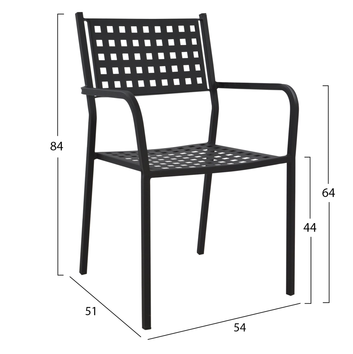 Armchair Metallic HM5031.01 Zeta in black matte 54x51x84Hcm