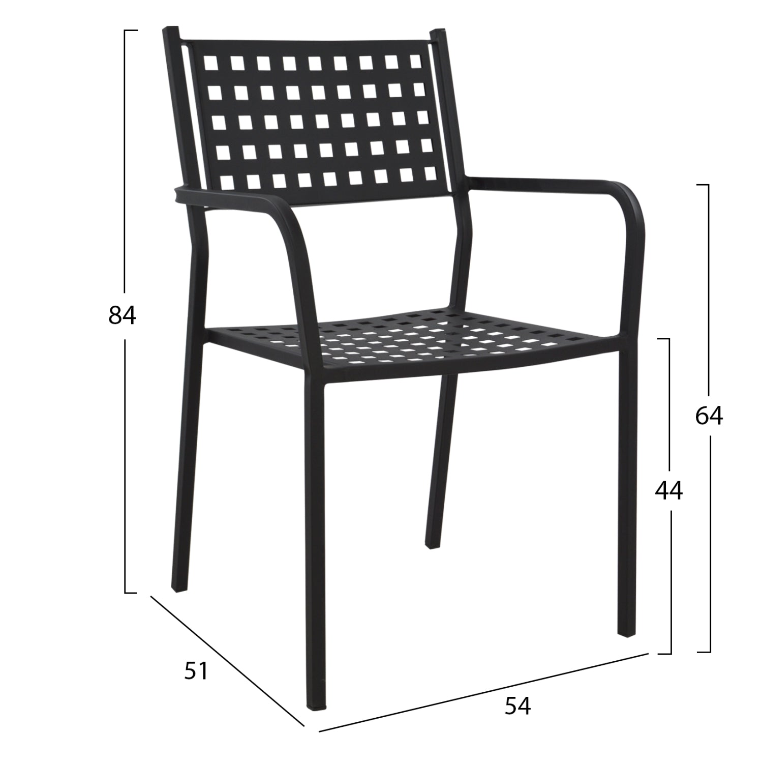 Armchair Metallic HM5031.01 Zeta in black matte 54x51x84Hcm