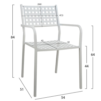 Armchair Metallic HM5031.02 Zeta in white color 54x51x84Ηcm