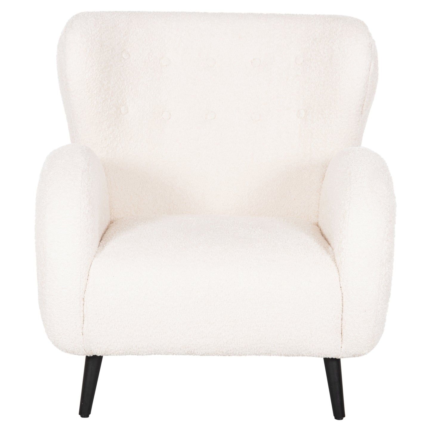 ARMCHAIR KRYLY HM9593.06 ECRU BOUCLE FABRIC-BLACK WOODEN LEGS 83x87x89Hcm.
