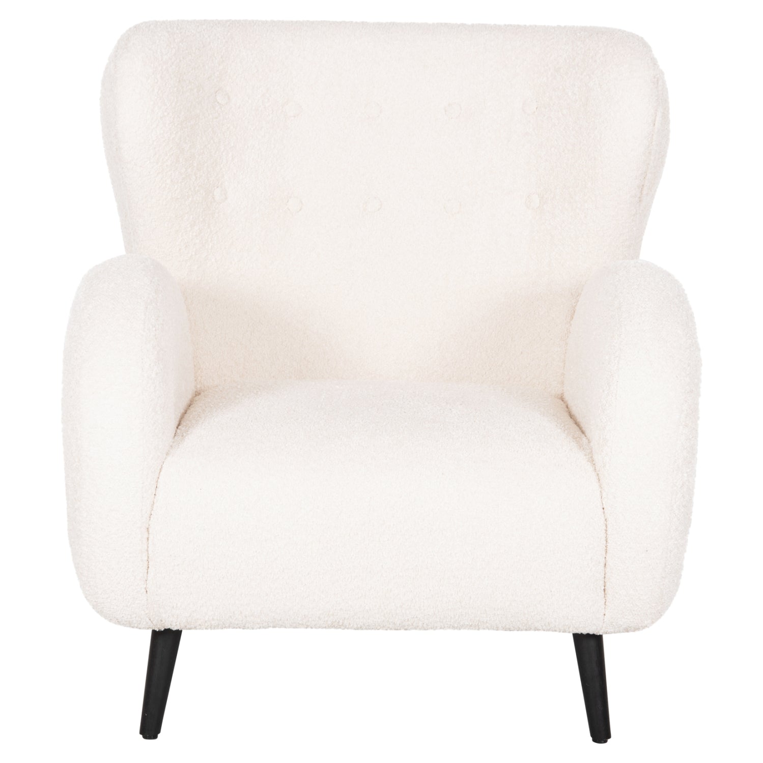 ARMCHAIR KRYLY HM9593.06 ECRU BOUCLE FABRIC-BLACK WOODEN LEGS 83x87x89Hcm.