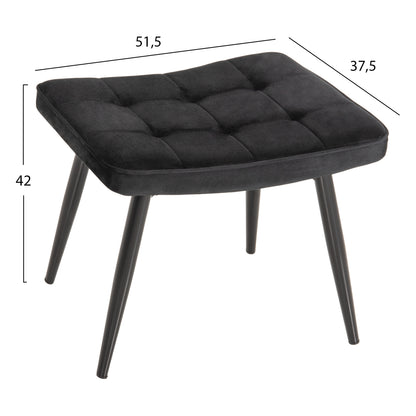 ARMCHAIR WITH FOOTSTOOL CRAWLEY HM8918.04 BLACK VLEVET-METAL LEGS 70x57x103Hcm.