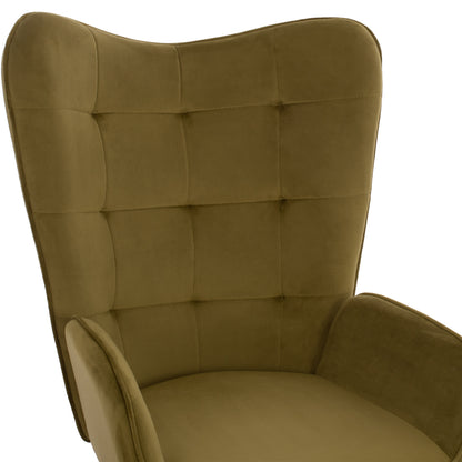 HM8918.13 armchair, olive-green velvet, footstool