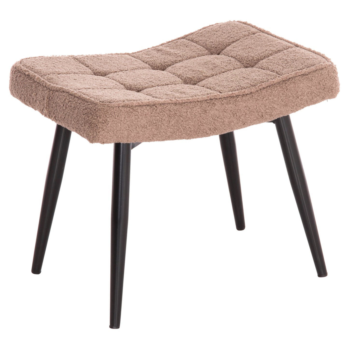 ARMCHAIR WITH FOOTSTOOL CRAWLEY HM8918.26 BROWN BOUCLE FABRIC-BLACK METAL LEGS 69x73x96Hcm.