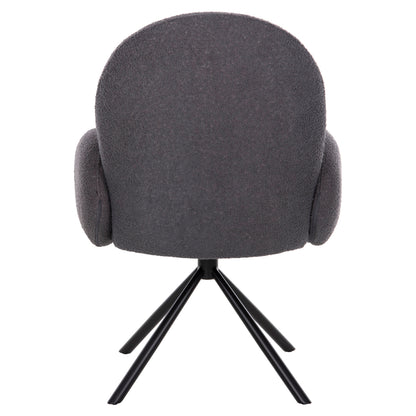 ARMCHAIR SWIVEL WINON HM9778.01 GREY TEDDY FABRIC-BLACK METAL BASE 65x67x92Hcm.