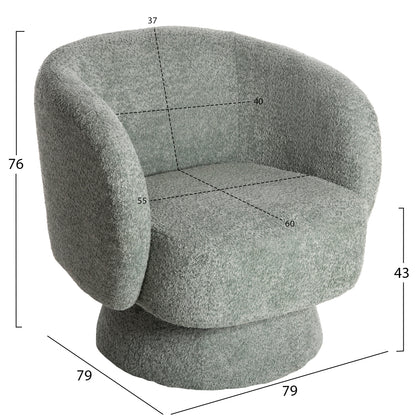 ARMCHAIR SWIVEL KARLEN HM9592.05 PISTACHIO GREEN BOUCLE FABRIC 79x79x76 Hcm.