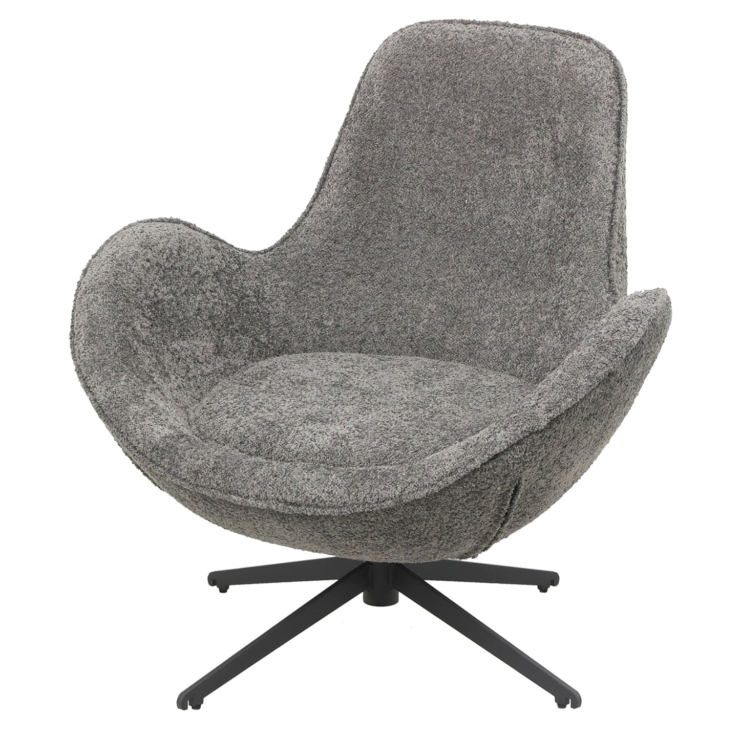 ARMCHAIR SWIVEL BRYNN HM9594.01 GREY BOUCLE FABRIC-BLACK METAL BASE 86x76x87Hcm.