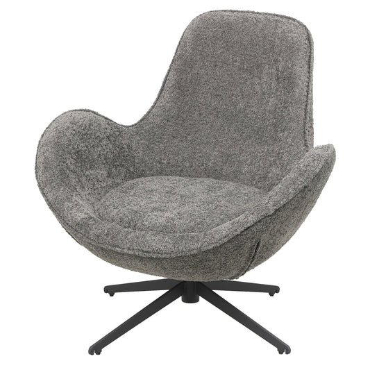 ARMCHAIR SWIVEL BRYNN HM9594.01 GREY BOUCLE FABRIC-BLACK METAL BASE 86x76x87Hcm.