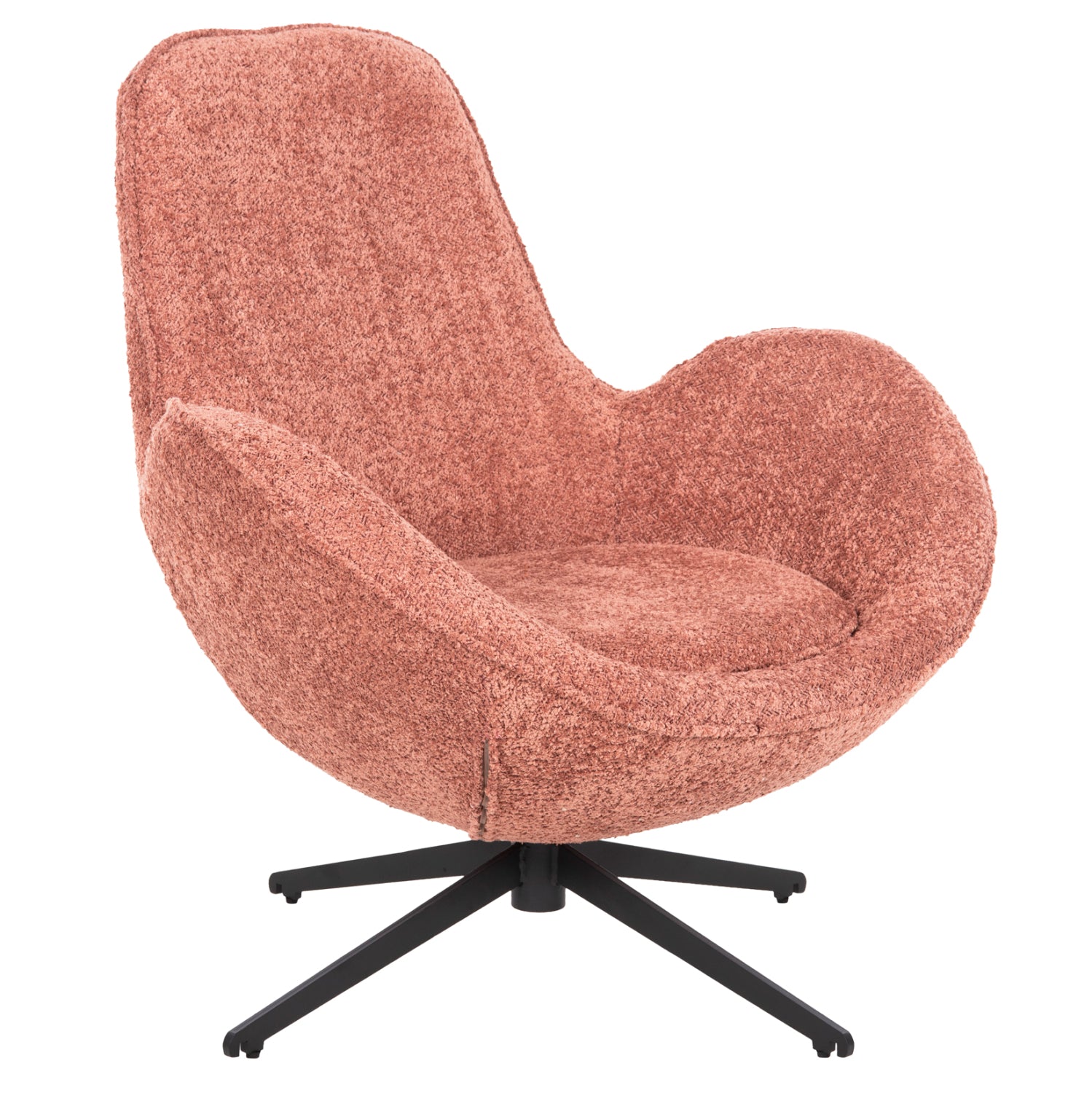 ARMCHAIR SWIVEL BRYNN HM9594.02 PINK BOUCLE FABRIC-BLACK METAL BASE 88x76x88Hcm.