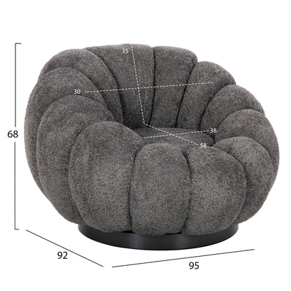 ARMCHAIR SWIVEL GRYMM HM9601.01 GREY BOUCLE-BLACK METAL BASE 95x92x68Hcm.