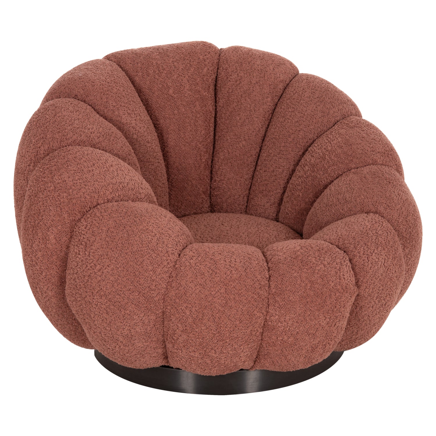 ARMCHAIR SWIVEL GRYMM HM9601.02 PINK BOUCLE-BLACK METAL BASE 95x92x68Hcm.