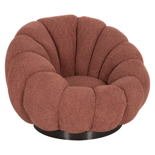 ARMCHAIR SWIVEL GRYMM HM9601.02 PINK BOUCLE-BLACK METAL BASE 95x92x68Hcm.