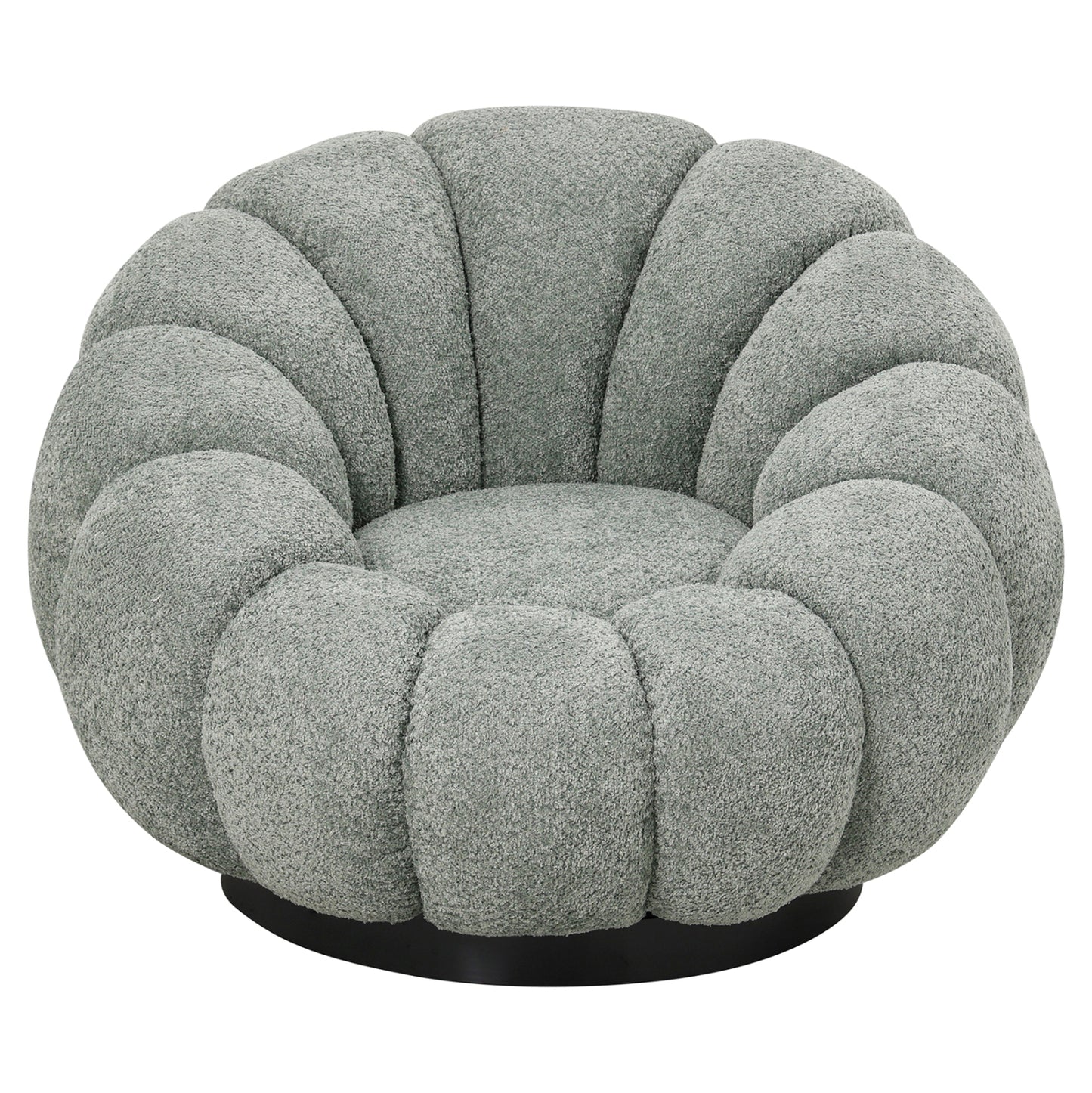 ARMCHAIR SWIVEL GRYMM HM9601.05 PISTACHIO GREEN BOUCLE-BLACK METAL BASE 95x92x68Hcm.