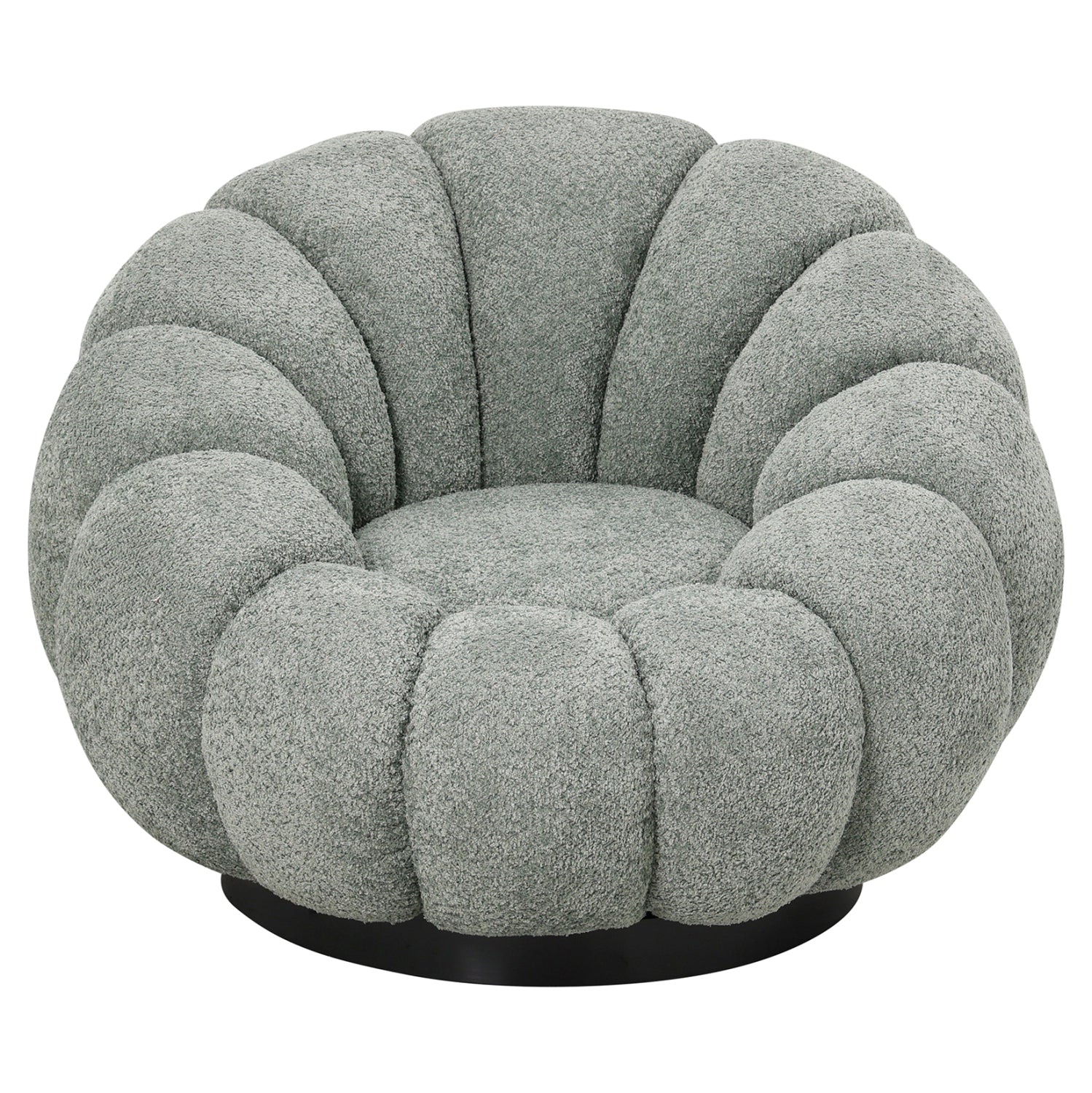 ARMCHAIR SWIVEL GRYMM HM9601.05 PISTACHIO GREEN BOUCLE-BLACK METAL BASE 95x92x68Hcm.