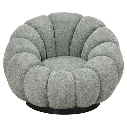 ARMCHAIR SWIVEL GRYMM HM9601.05 PISTACHIO GREEN BOUCLE-BLACK METAL BASE 95x92x68Hcm.