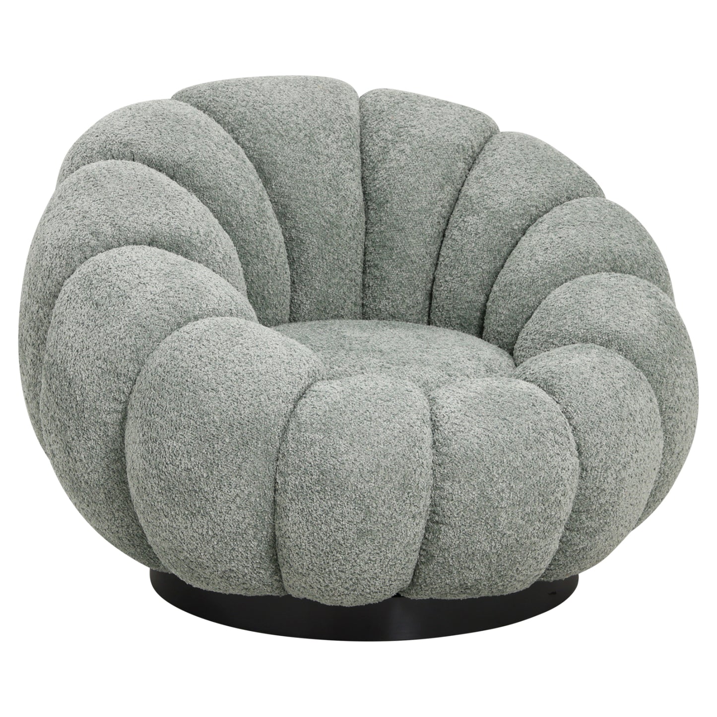 ARMCHAIR SWIVEL GRYMM HM9601.05 PISTACHIO GREEN BOUCLE-BLACK METAL BASE 95x92x68Hcm.