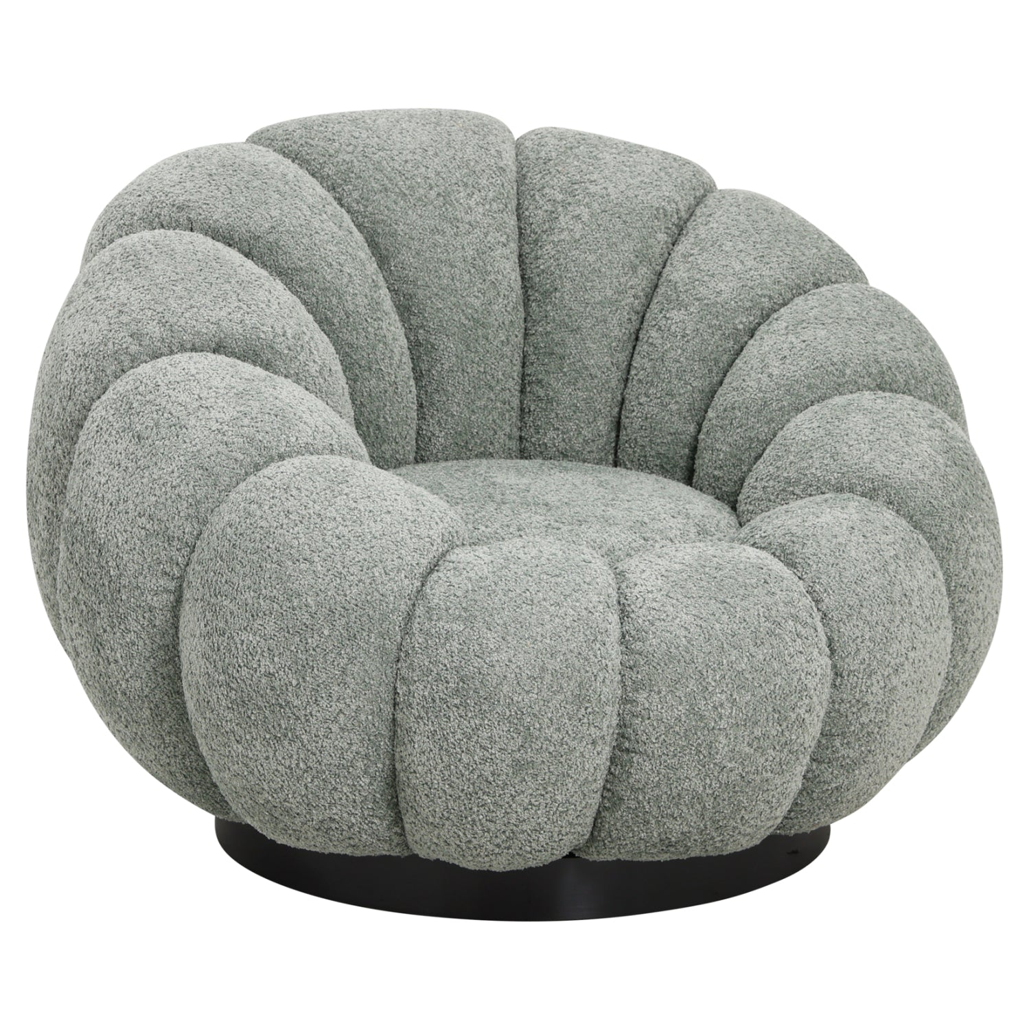 ARMCHAIR SWIVEL GRYMM HM9601.05 PISTACHIO GREEN BOUCLE-BLACK METAL BASE 95x92x68Hcm.