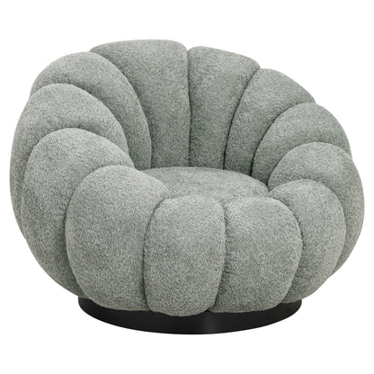 ARMCHAIR SWIVEL GRYMM HM9601.05 PISTACHIO GREEN BOUCLE-BLACK METAL BASE 95x92x68Hcm.