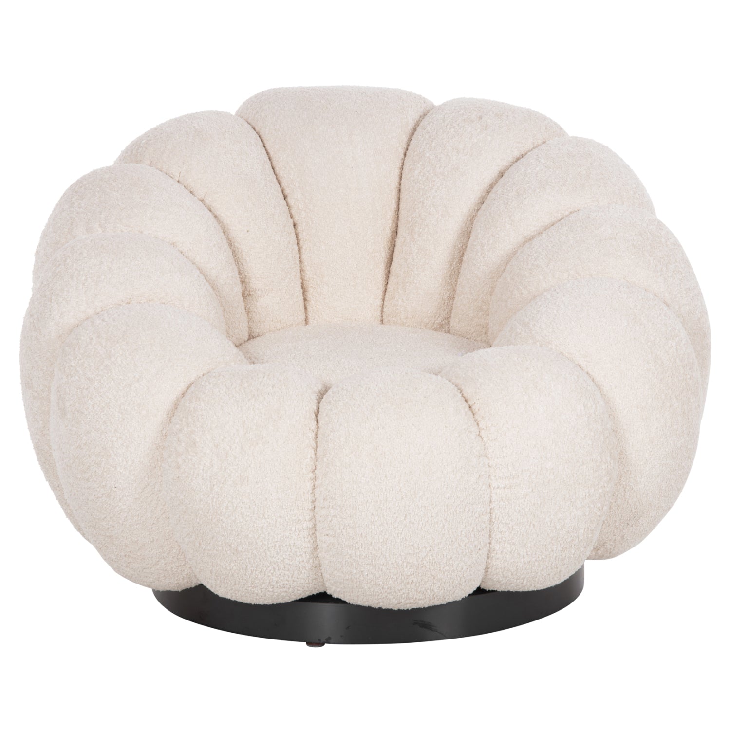 ARMCHAIR SWIVEL GRYMM HM9601.06 ECRU BOUCLE-BLACK METAL BASE 95x92x68Hcm.