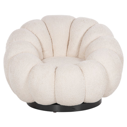 ARMCHAIR SWIVEL GRYMM HM9601.06 ECRU BOUCLE-BLACK METAL BASE 95x92x68Hcm.