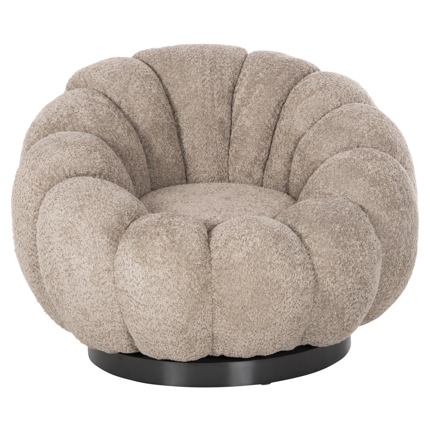 ARMCHAIR SWIVEL GRYMM HM9601.08 BROWNISH BEIGE BOUCLE-BLACK METAL BASE 95x92x68Hcm.