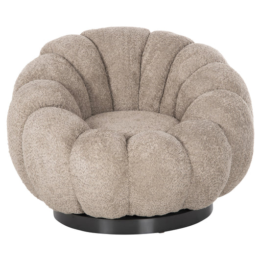 ARMCHAIR SWIVEL GRYMM HM9601.08 BROWNISH BEIGE BOUCLE-BLACK METAL BASE 95x92x68Hcm.