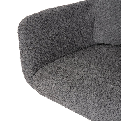 DINING ARMCHAIR SWIVEL BLANS HM9942.01 GREY BOUCLE FABRIC-METAL LEGS 62x60x90Hcm.