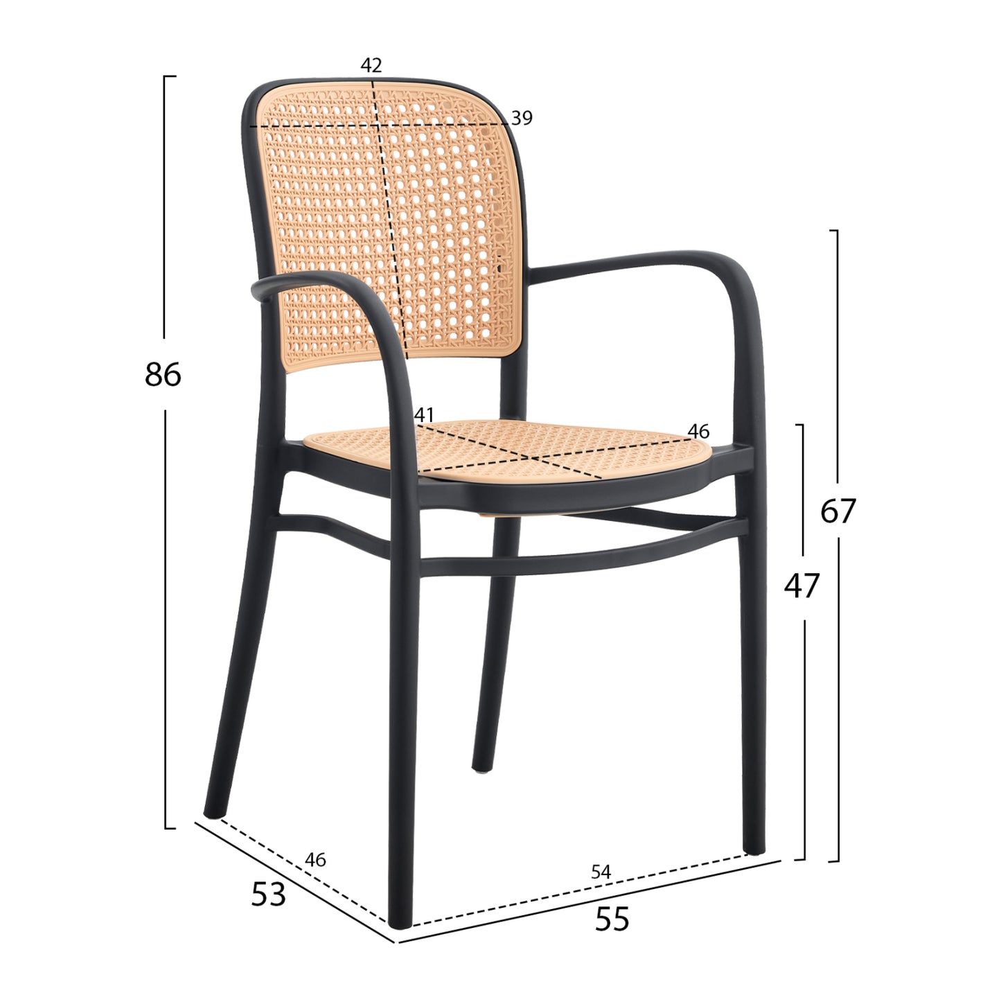 ARMCHAIR POLYPROPYLENE FLOW HM5938.02 BLACK AND BEIGE 55x53x86Hcm.