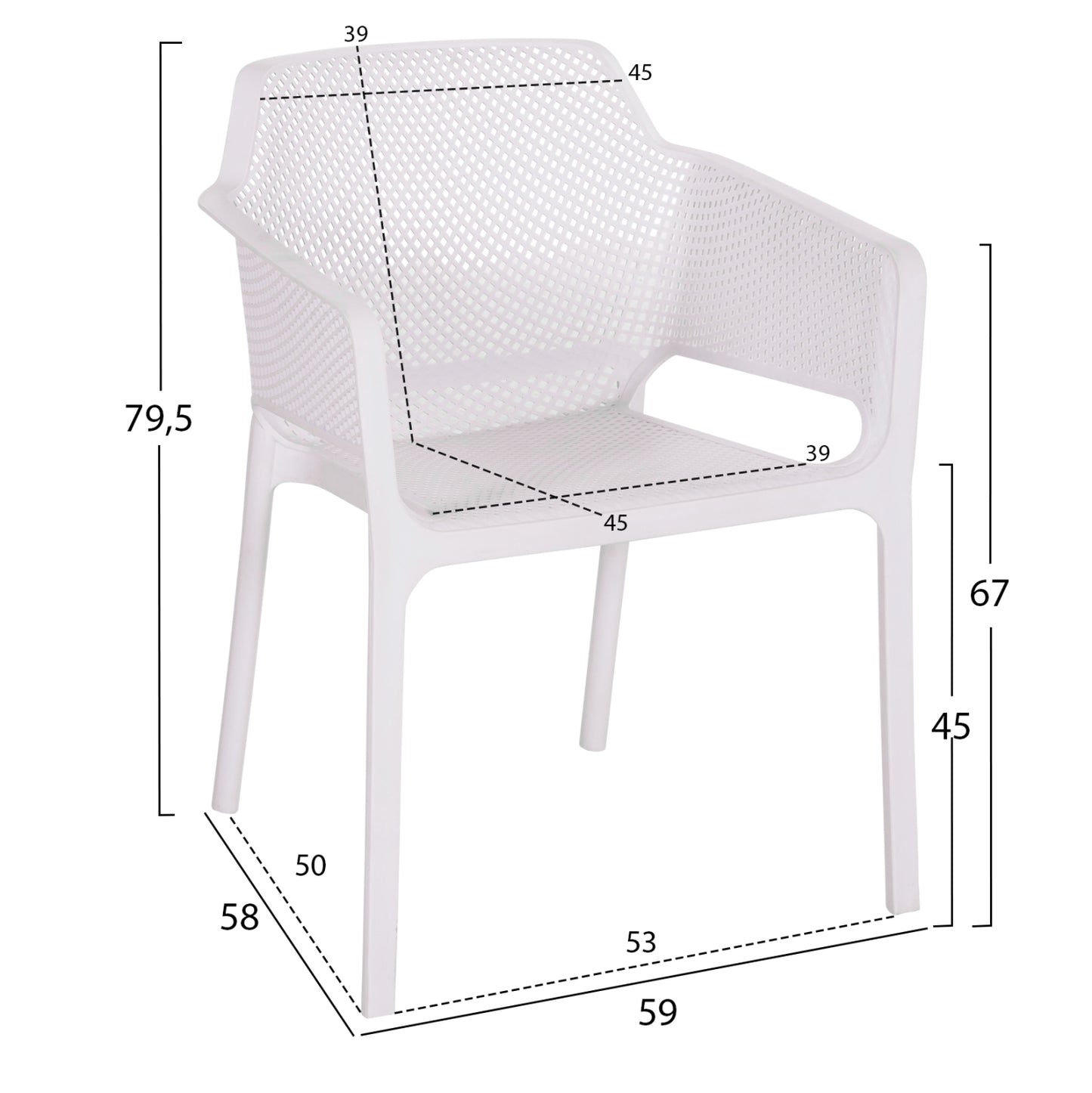 ARMCHAIR POLYPROPYLENE JOHN HM6103.01 WHITE 59x58x79.5Hcm.